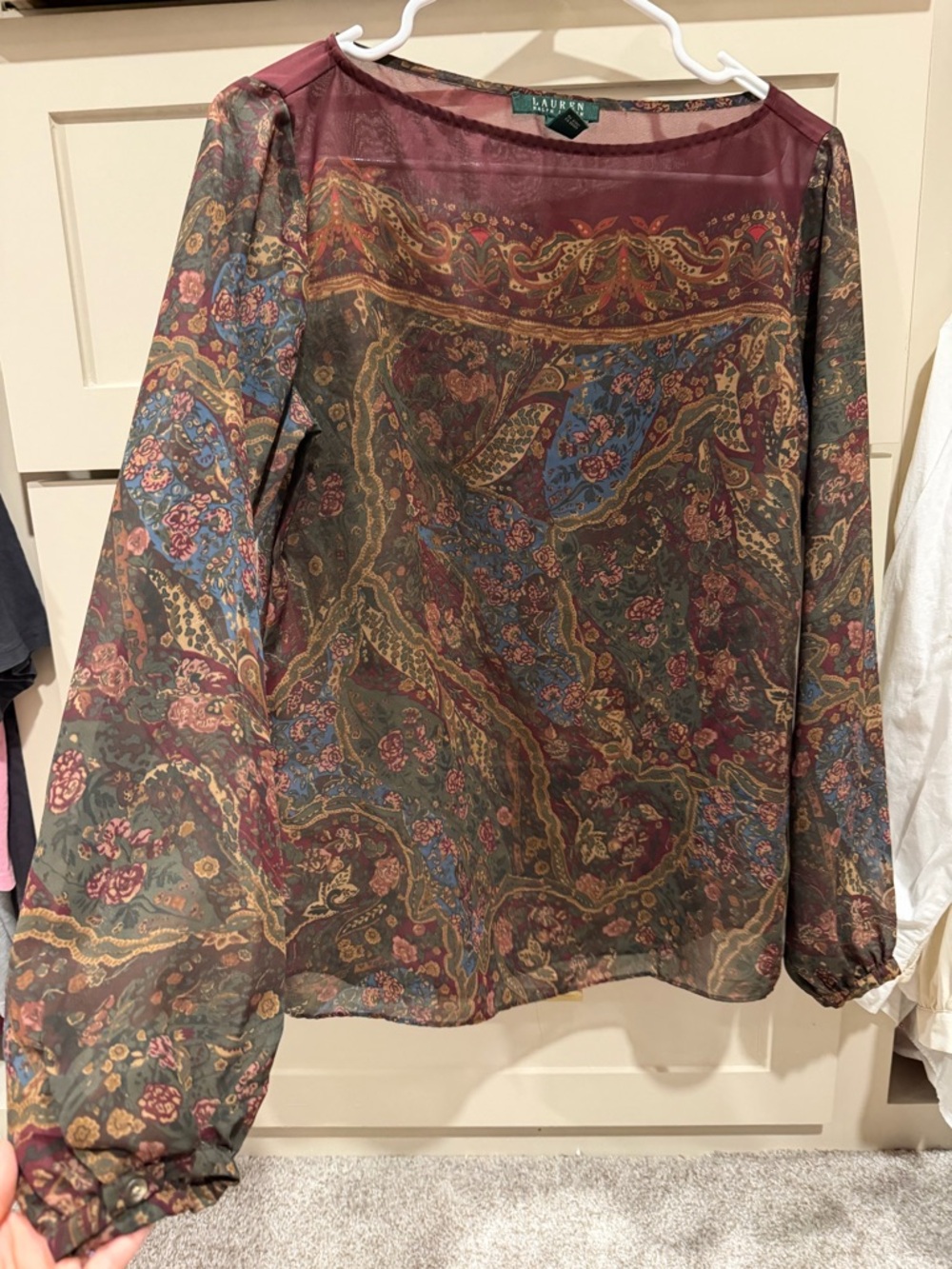 Lauren Ralph Lauren Semi-Sheer Paisley Blouse.